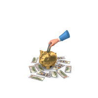 100 US Dollar Note Save Hand Hold Gold Piggy Bank PNG & PSD Images