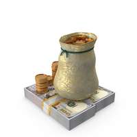 Gold Bag Coins 100 US Dollar Notes Bill Lot PNG & PSD Images