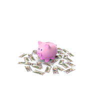Piggy Bank Save Ground 100 US Dollar Notes PNG & PSD Images