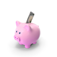 Pink Piggy Bank 100 US Dollar Note Folded Save PNG & PSD Images