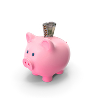 Pink Piggy Bank 100 US Dollar Notes Folded Save PNG & PSD Images