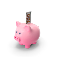 Pink Piggy Bank Save 100 US Dollar Note PNG & PSD Images