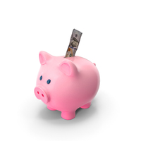 Single 100 US Dollar Note Save Piggy Bank PNG & PSD Images