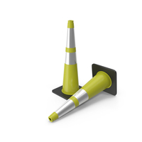 36 Inch Traffic Cone With Reflector, Black Base 4 yellow PNG & PSD Images