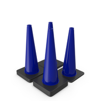 28 Inch Traffic Cone, Black Base 3 blue PNG & PSD Images
