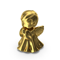 Christmas Angel Figurine Gold PNG & PSD Images