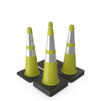 28 Inch Traffic Cone With Reflector, Black Base 3 yellow PNG & PSD Images