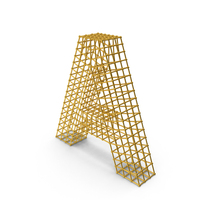 Gold Wireframe Letter A PNG & PSD Images