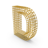Gold Wireframe Letter D PNG & PSD Images