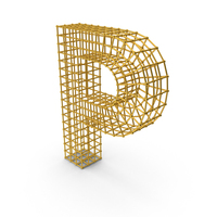 Gold Wireframe Letter P PNG & PSD Images