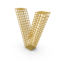 Gold Wireframe Letter V PNG & PSD Images