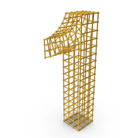 Gold Wireframe Number 1 PNG & PSD Images