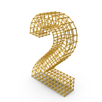 Gold Wireframe Number 2 PNG & PSD Images