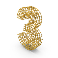 Gold Wireframe Number 3 PNG & PSD Images