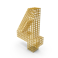 Gold Wireframe Number 4 PNG & PSD Images