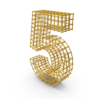 Gold Wireframe Number 5 PNG & PSD Images