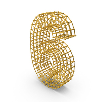 Gold Wireframe Number 6 PNG & PSD Images