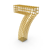 Gold Wireframe Number 7 PNG & PSD Images