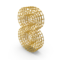 Gold Wireframe Number 8 PNG & PSD Images
