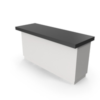 White Minimal Counter Bar With Black Stone Top PNG & PSD Images