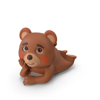 Resting On Elbow Cartoon Bear Pose PNG & PSD Images