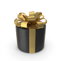 Round Box Gift Gold Black PNG & PSD Images