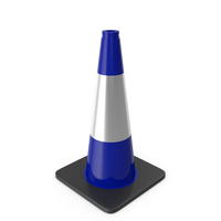 18 Inch Traffic Cone With Reflector, Black Base Blue PNG & PSD Images