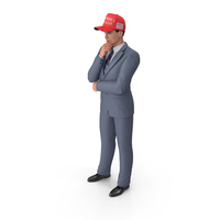Businessman Thinking Pose In Donald Trump Cap PNG & PSD Images