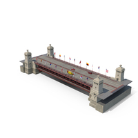 Drawbridge With Cars And Flags PNG & PSD Images