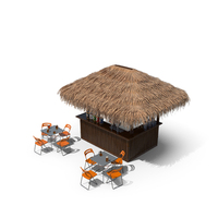 Tropical Tiki Bar With Seating Arrangement PNG & PSD Images