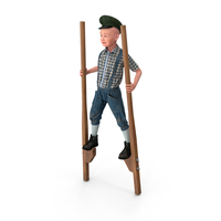 Boy on Wooden Balance Stilts PNG & PSD Images