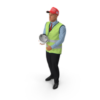 Construction Architect in Yellow Safety Jacket and MAGA Hat PNG & PSD Images