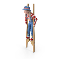 Girl on Wooden Walking Stilts PNG & PSD Images