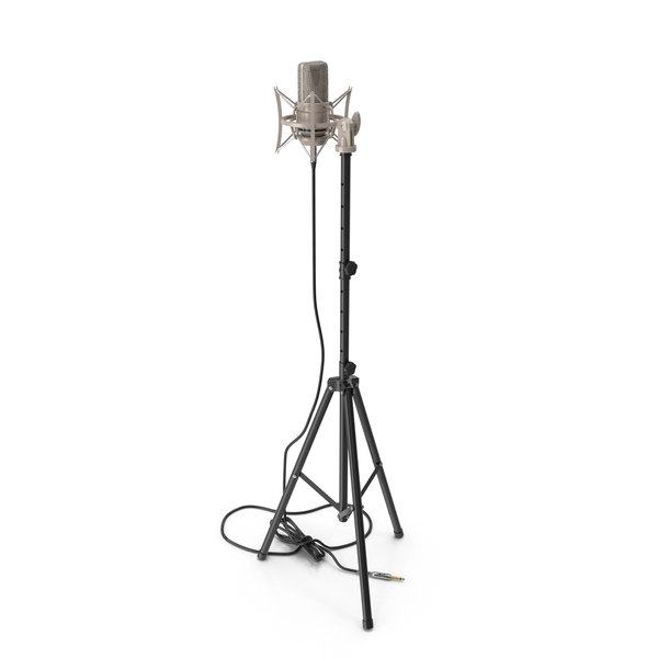 Vintage Studio Microphone On Stand PNG & PSD Images