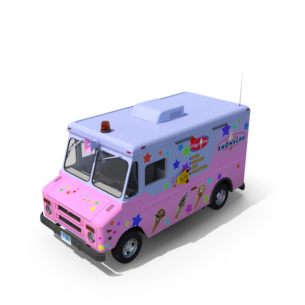 Ice Cream Truck With Star Decals And Branding PNG & PSD Images