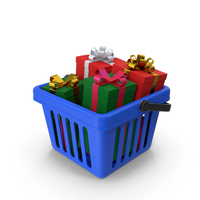 Plastic Shopping Basket With Gift Box PNG & PSD Images