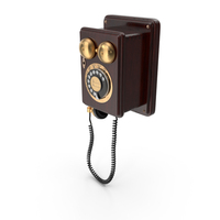Antique Wooden Phone Dark PNG & PSD Images