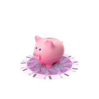 Circlular Arranged Euro 500 Notes Piggy Bank Few PNG & PSD Images