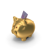 Euro 500 Note Folded Gold Piggy Bank Save PNG & PSD Images