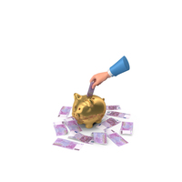 Euro 500 Note Save Hand Hold Gold Piggy Bank PNG & PSD Images