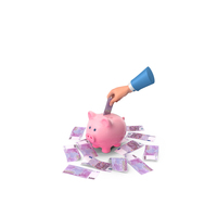 Euro 500 Note Save Hand Hold Pink Piggy Bank PNG & PSD Images