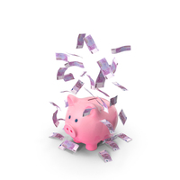 Piggy Bank Save Falling Euro 500 Notes PNG & PSD Images