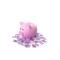Piggy Bank Save Ground Euro 500 Notes PNG & PSD Images