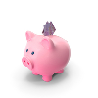 Pinky Piggy Bank Save Euro 500 Notes PNG & PSD Images