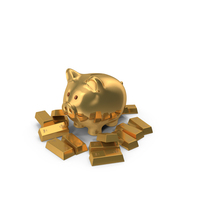 Golden Piggy Bank Save PNG & PSD Images