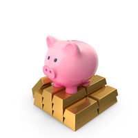 Pink Piggy Bank Save Money Gold Buiskets PNG & PSD Images