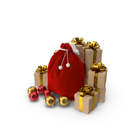 Santa Bag And Gift Boxes PNG & PSD Images