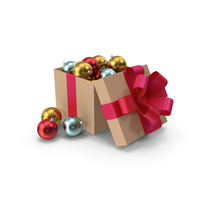 Gift Box With Christmas Tree Decorations PNG & PSD Images