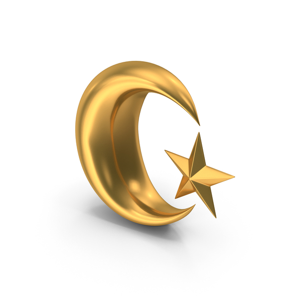 Crescent Moon And Star Gold PNG & PSD Images