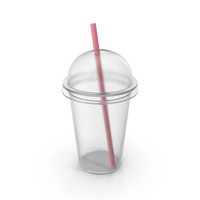Disposable Cold Drink Cup With Straw PNG & PSD Images
